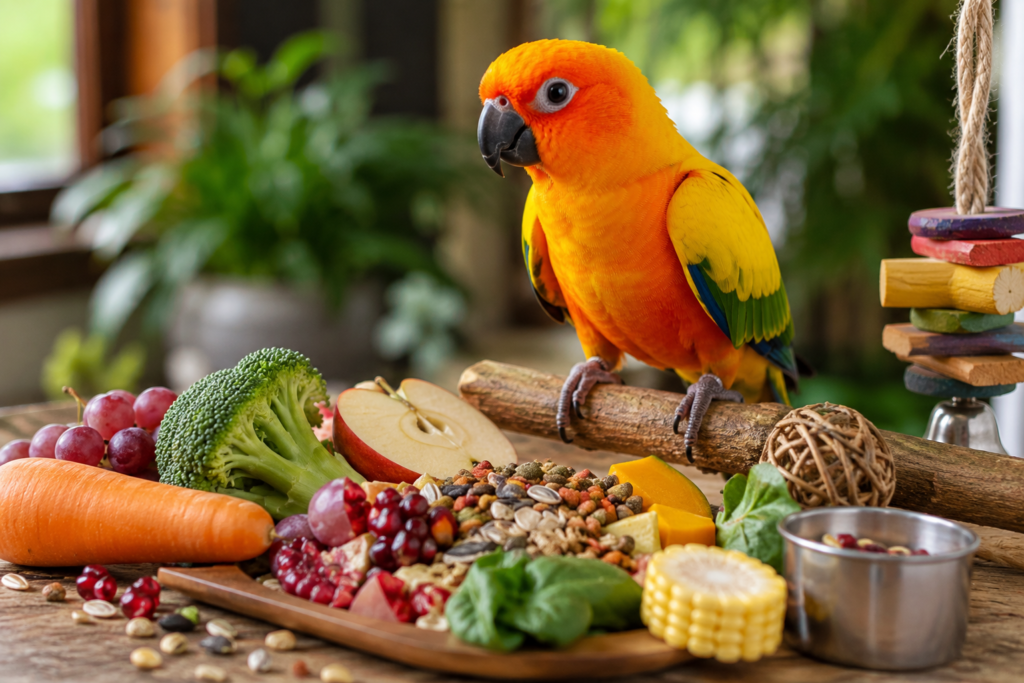 Sun Conure Parrot – Diet, Lifespan, Behavior & How to Care Properly